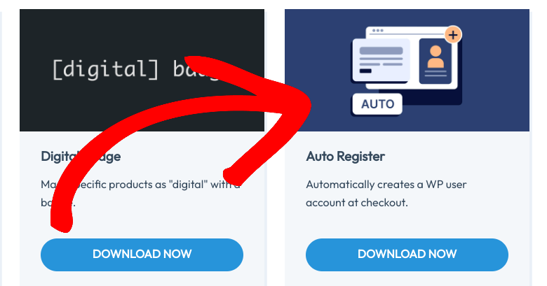 The option to Download the Auto Register addon.
