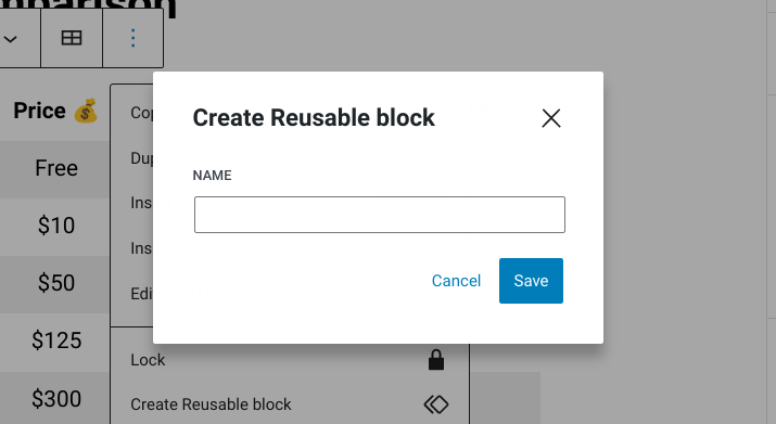 Creating a reusable table block in WordPress. 