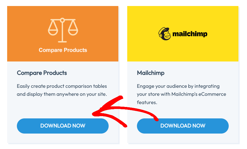 The option to download the Compare Products extension from Easy Digital Downloads.
