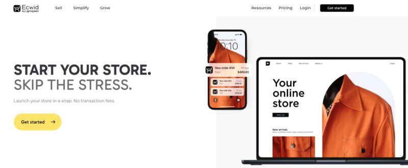 Site Web Ecwid par Lightspeed — une alternative WooCommerce qui fonctionne sur plusieurs plateformes.