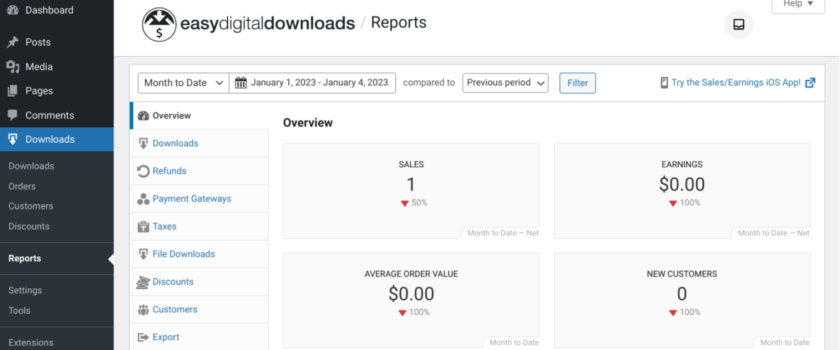 The EDD Reports dashboard.