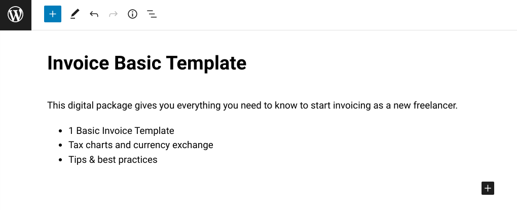 Creating a new digital download for a basic invoice template.