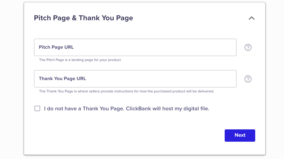 The Pitch Page & Thank You Page settings to integrate ClickBank With WordPress.