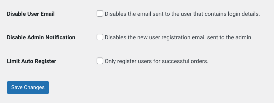 The EDD Auto Register extension settings.