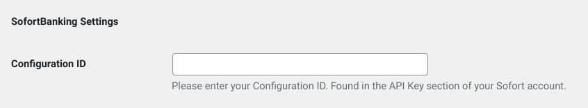 The configuration ID text field for SofortBanking settings in EDD.