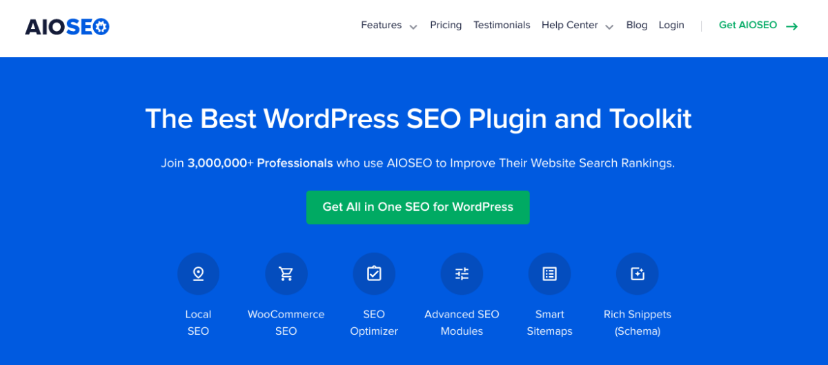 The AIOSEO plugin website.