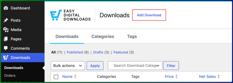 WordPressで音楽やオーディオコンテンツを販売するために、Easy Digital Downloadsにダウンロードを追加する。