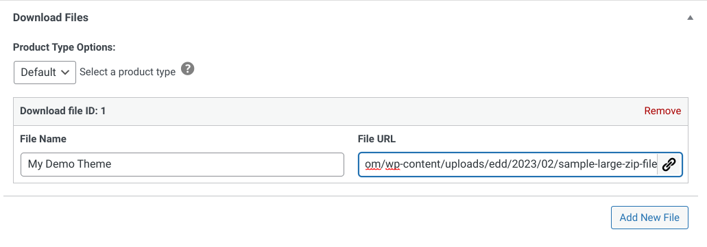 The Download Files settings of EDD.