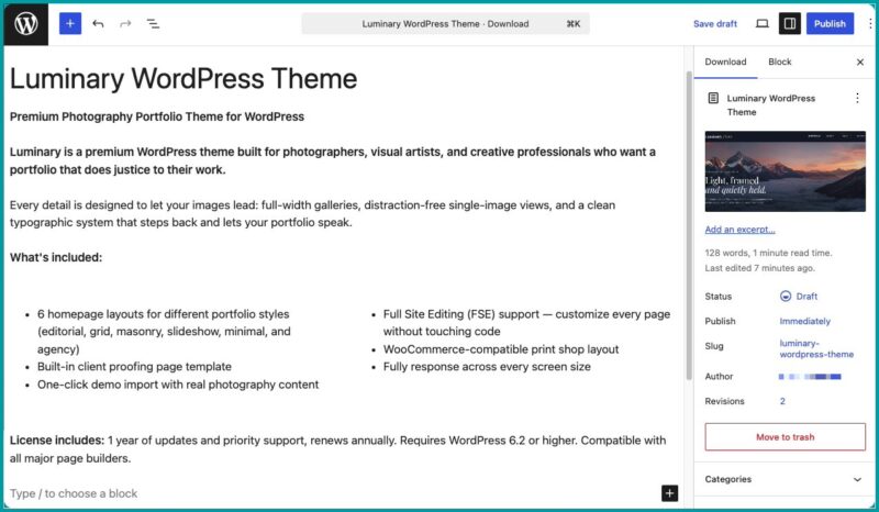 WordPressテーマを販売するためにEasy Digital Downloadsで商品ページを作成する