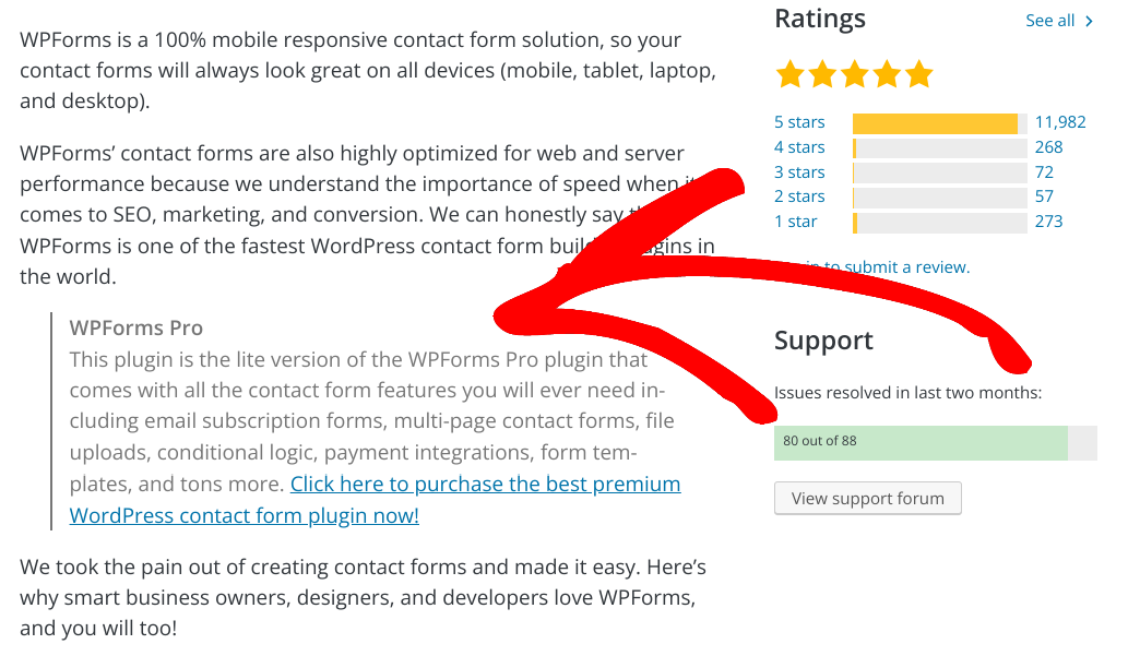 An upsell for WordPress plugin premium version on plugin directory.