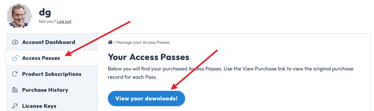 The Access Passes area of EDD account.