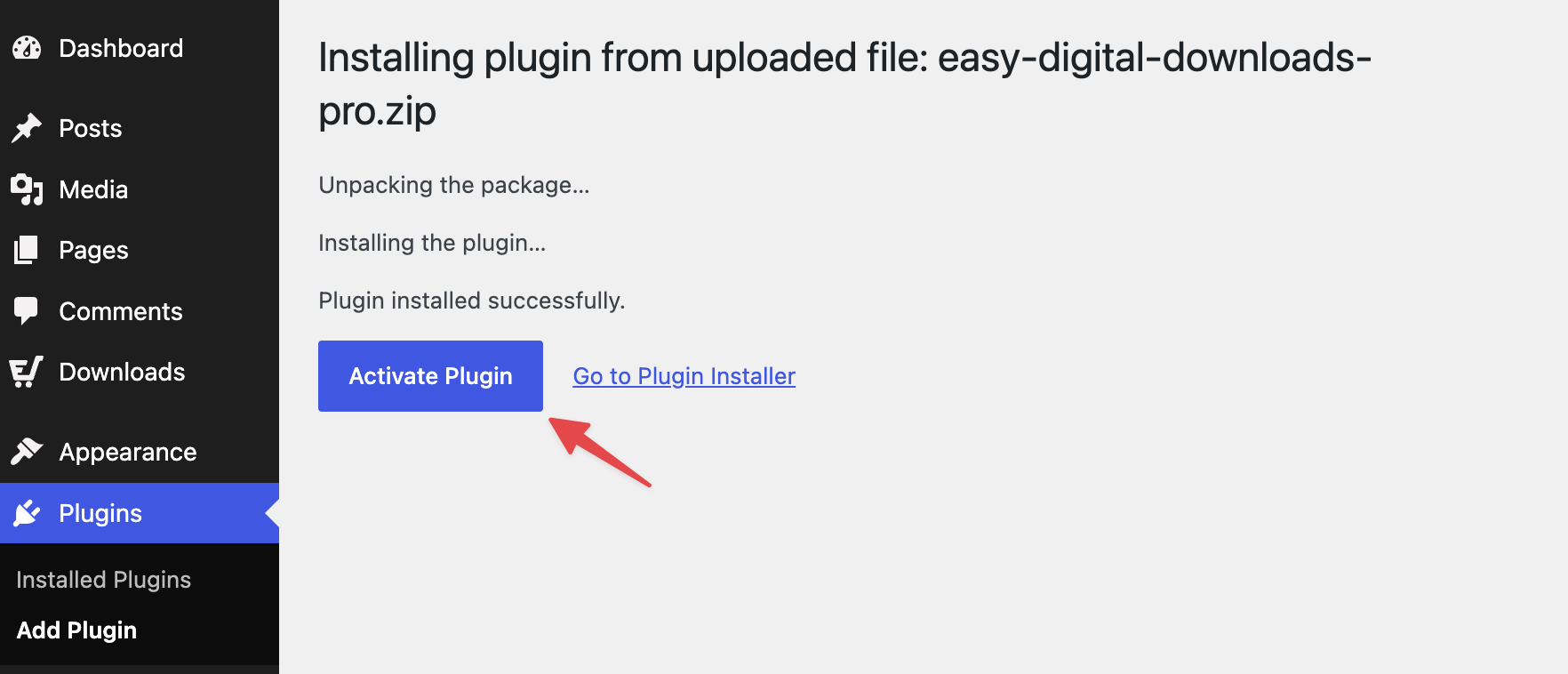 Attiva il plugin Easy Digital Downloads Pro dopo l'installazione.