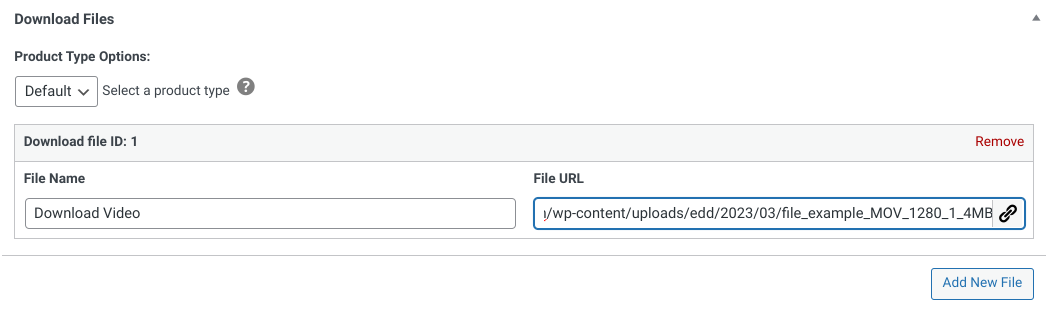 Adding the video download file in Easy Digital Downloads/WordPress.