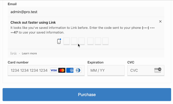 Link by Stripe payment element.