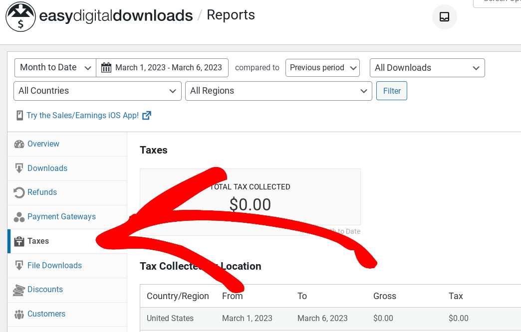 The reports to find automated tax calculations in WordPress with EDD.