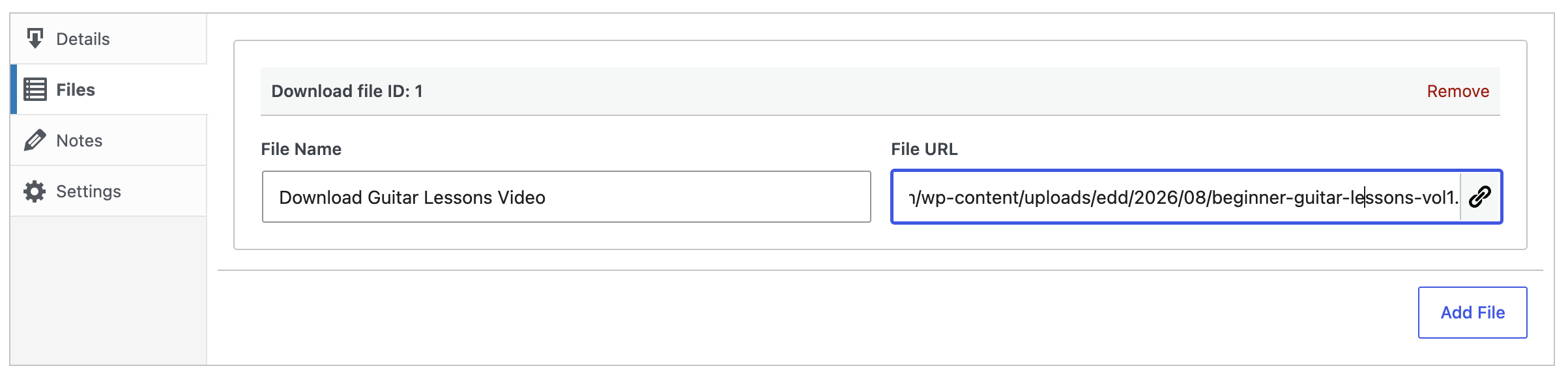 Subiendo archivo de video descargable para vender en WordPress usando Easy Digital Downloads.