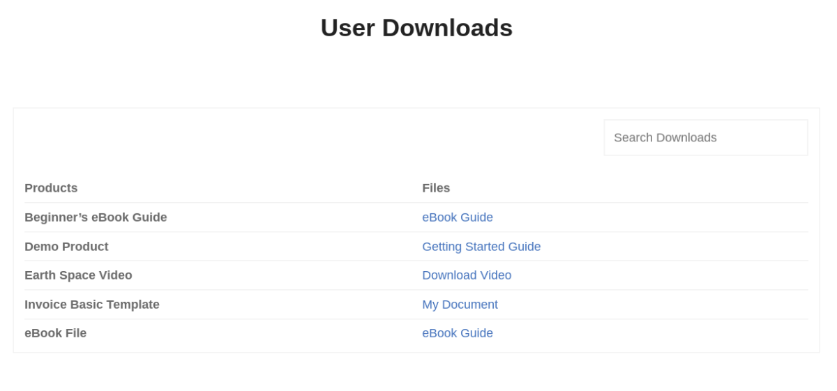 A preview of the EDD User Downloads block.