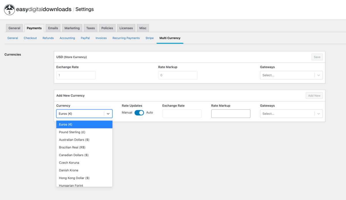 Multi Currency – Easy Digital Downloads