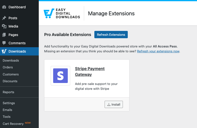 edd-install-stripe-payment-gateway – Easy Digital Downloads Install Stripe Payment Gateway in Easy Digital Downloads extensions.