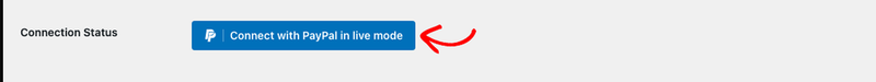 Captură de ecran: Configurarea Conexiunii PayPal 2 – Easy Digital Downloads – Easy Digital Downloads Butonul Connect with PayPal în modul live din setările de plată EDD.