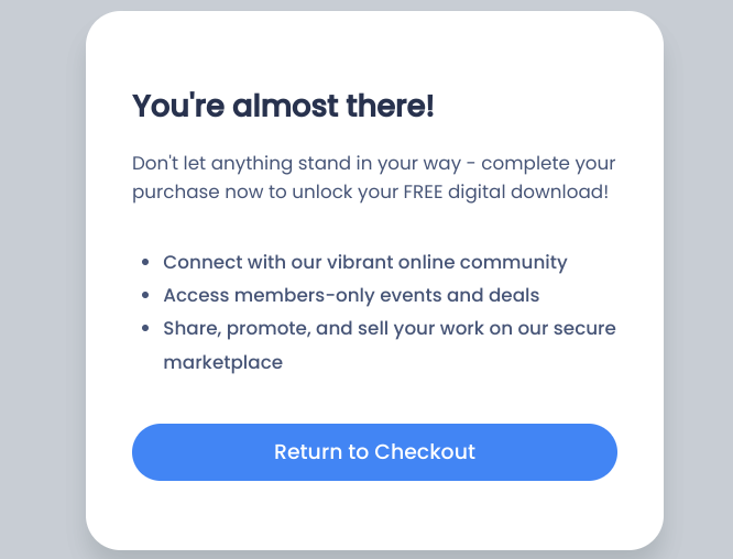 An exit intent popup for eCommerce checkout process optimization.