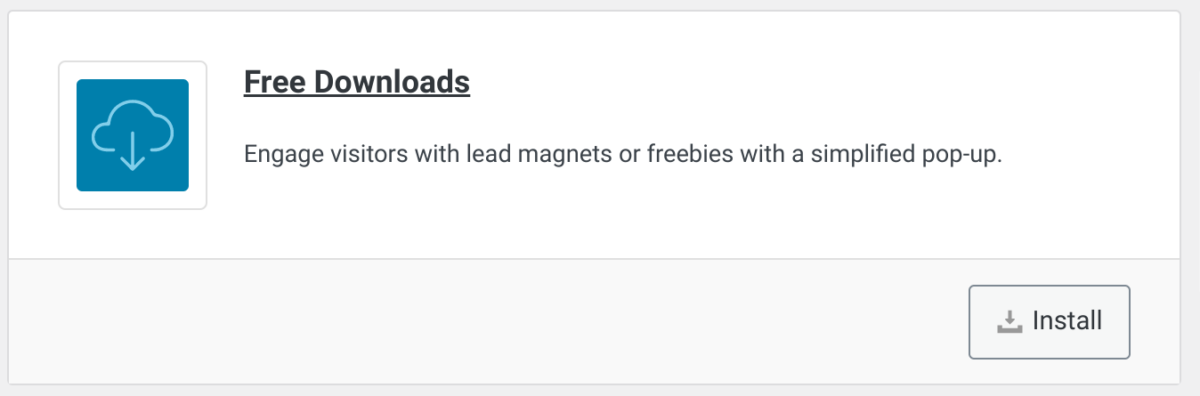 The option to Install the Free Download extension in WordPress. 