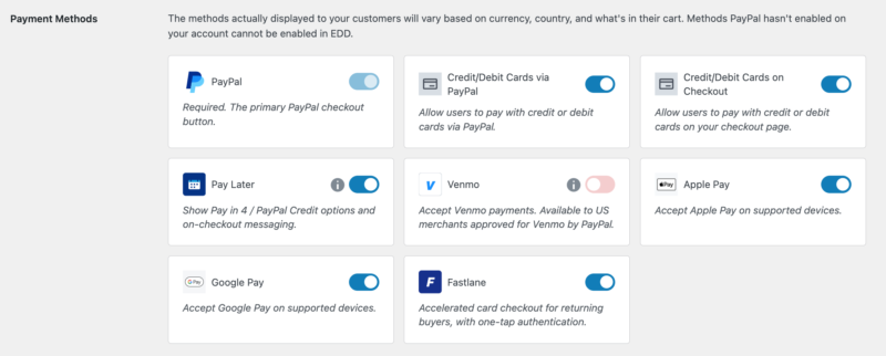 Meer PayPal-betaalmethoden toevoegen in WordPress met EDD.