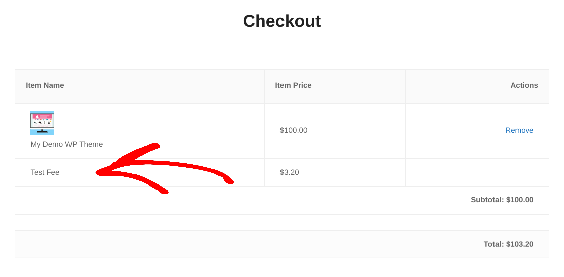 A WordPress checkout page automatically passing credit card fees to customers. 