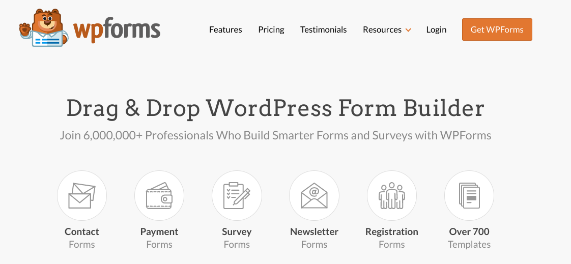 WPForms, one of the best digital download plugins, website. 