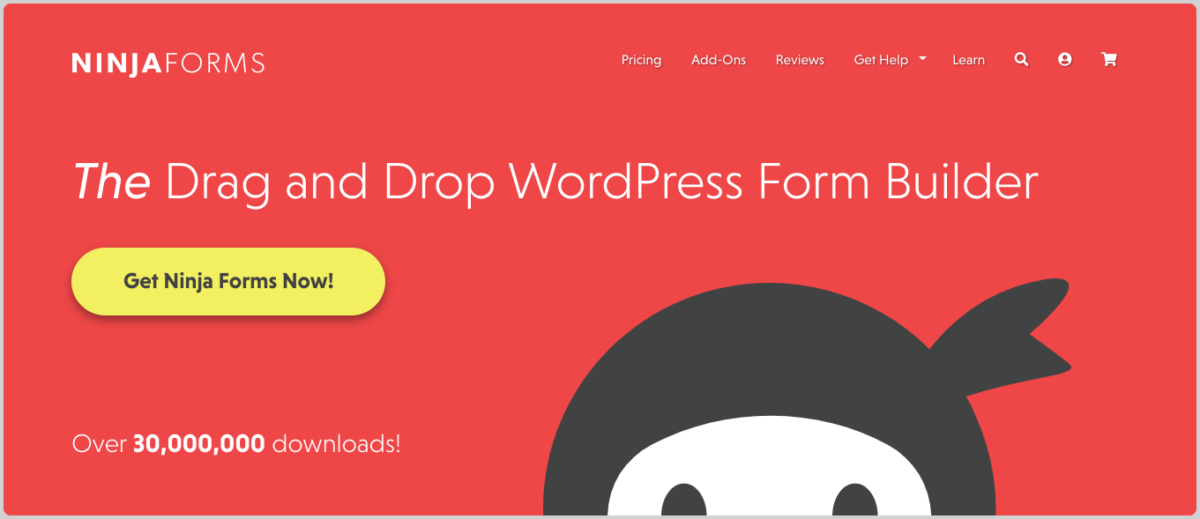 The Ninja Forms WordPress plugin website.