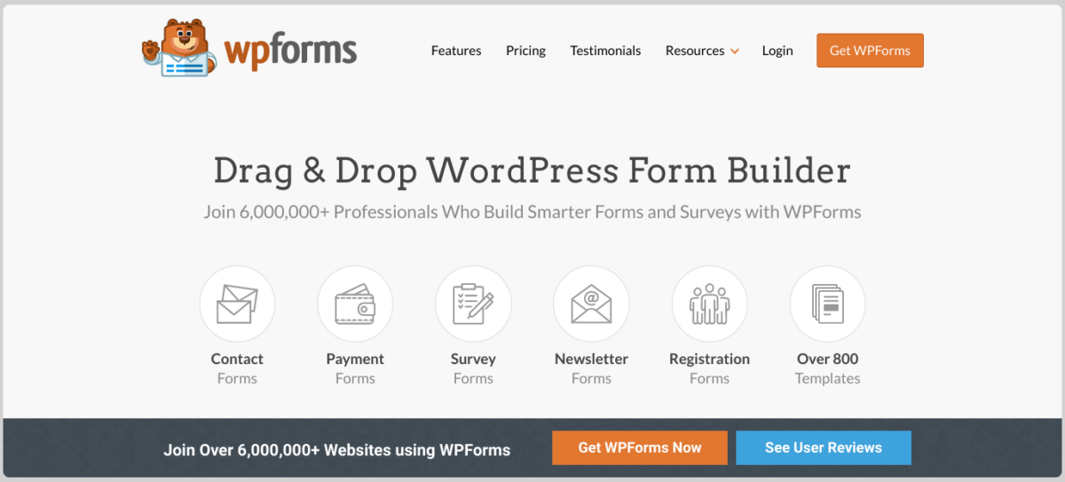 The WPForms website.