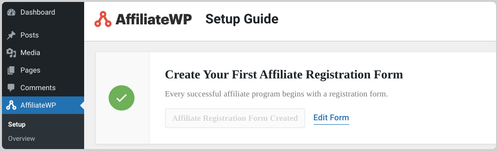 Creating an affiliate registration form in WordPress.