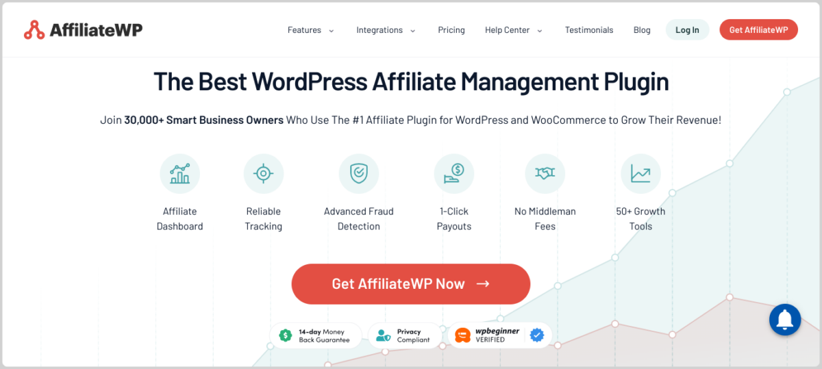 The AffiliateWP WordPress plugin website.
