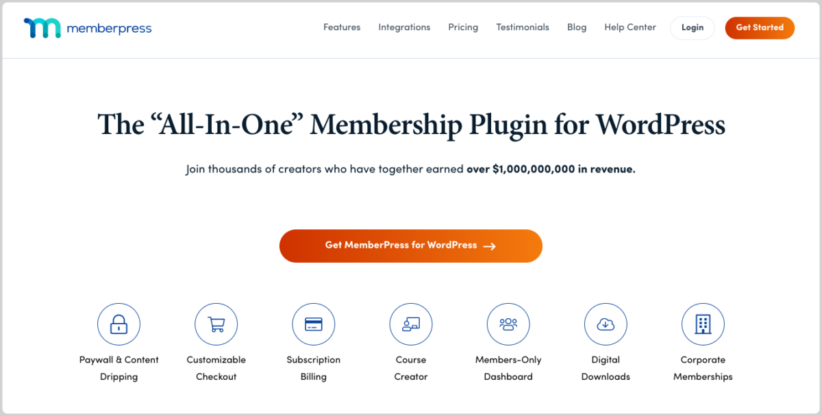 The MemberPress plugin website.