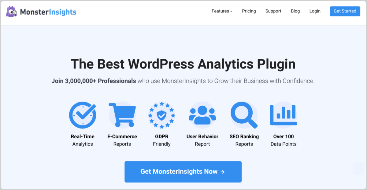 The MonsterInsights plugin website.