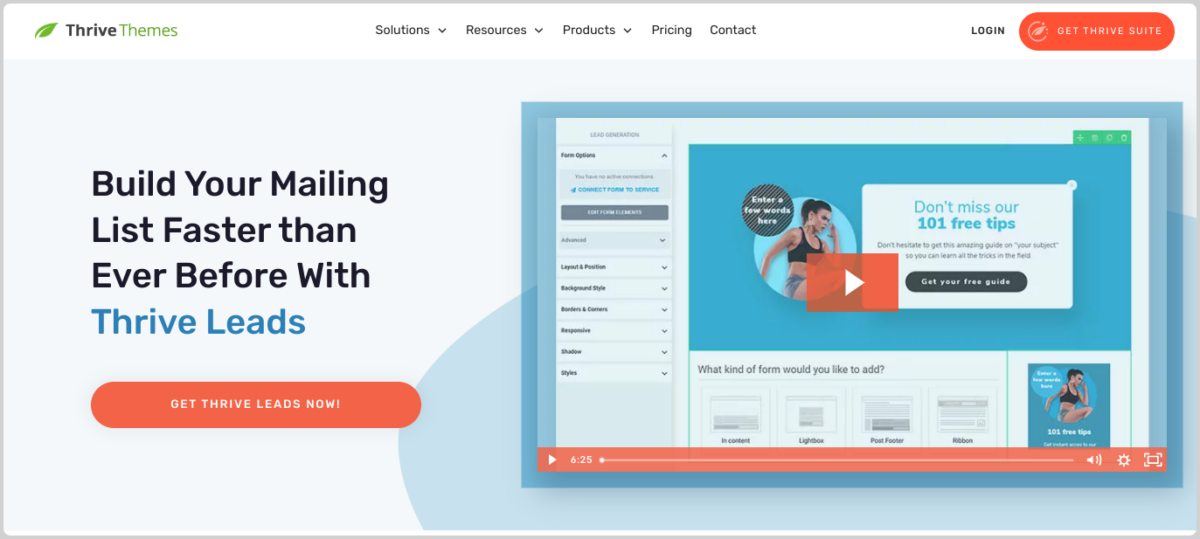 The Thrive Leads plugin for generating leads in WordPress. 