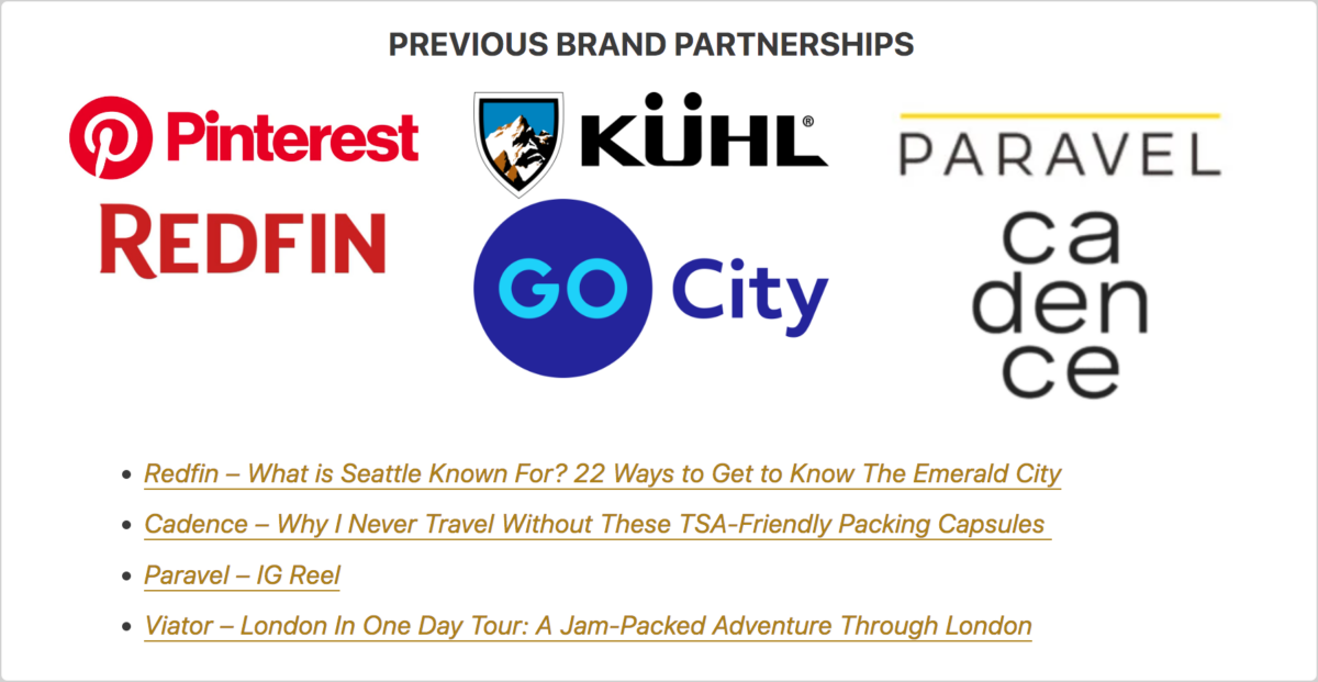 Monetize your travel blog with brand partnerships.