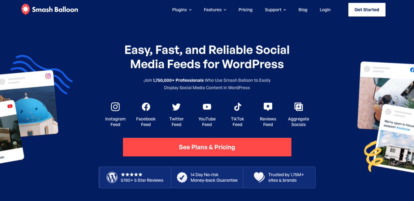Die Website des Smash Balloon WordPress Plugins.