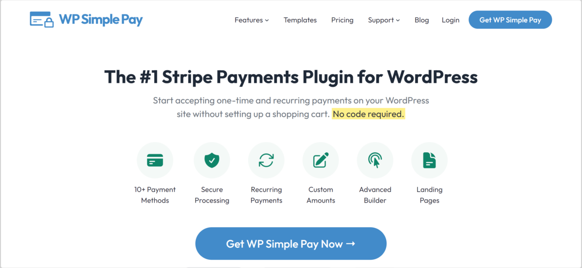 The WP Simple Pay website.