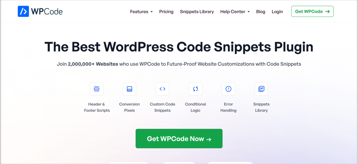 The WPCode plugin website.