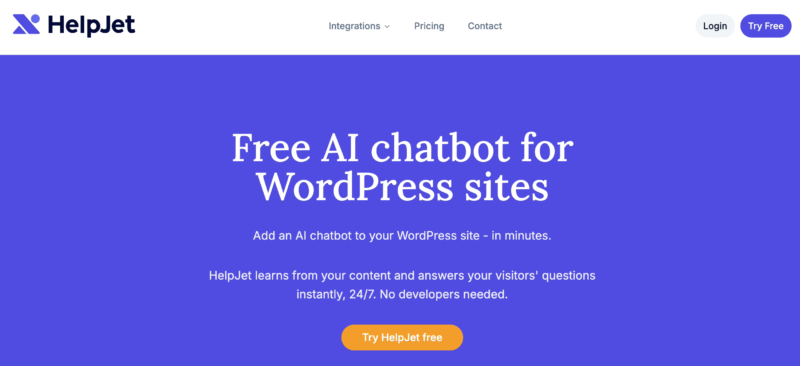 HelpJet KI-Chatbot-Plugin-Website