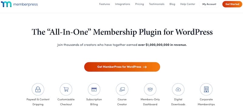 The MemberPress plugin for creating an eCommerce loyalty program in WordPress.