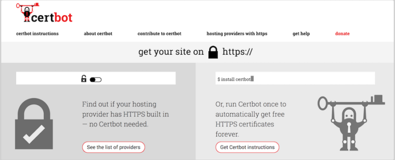 The Certbot website.