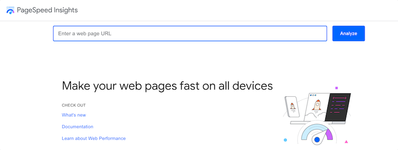 Google PageSpeed Insights testing tool to test WordPress website speed.