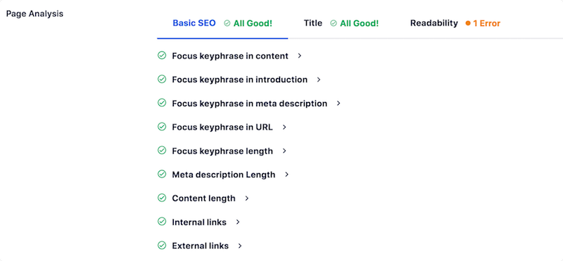 The AIOSEO plugin analysis.