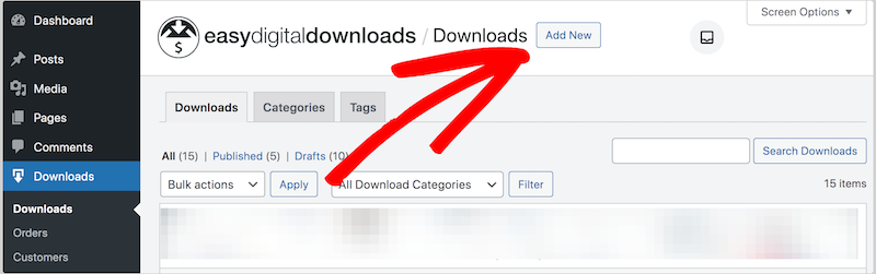 Adding a new download to WordPress