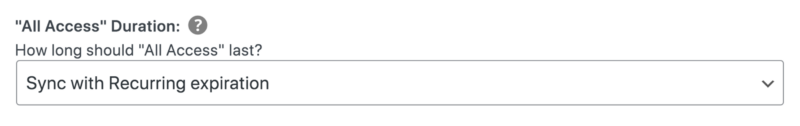 The option to sync recurring expiration with All Access pass