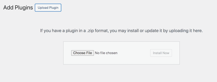 Uploading a new plugin to a WordPress site.