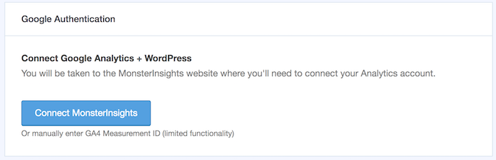 Connecting MonsterInsights GA plugin with WordPress.