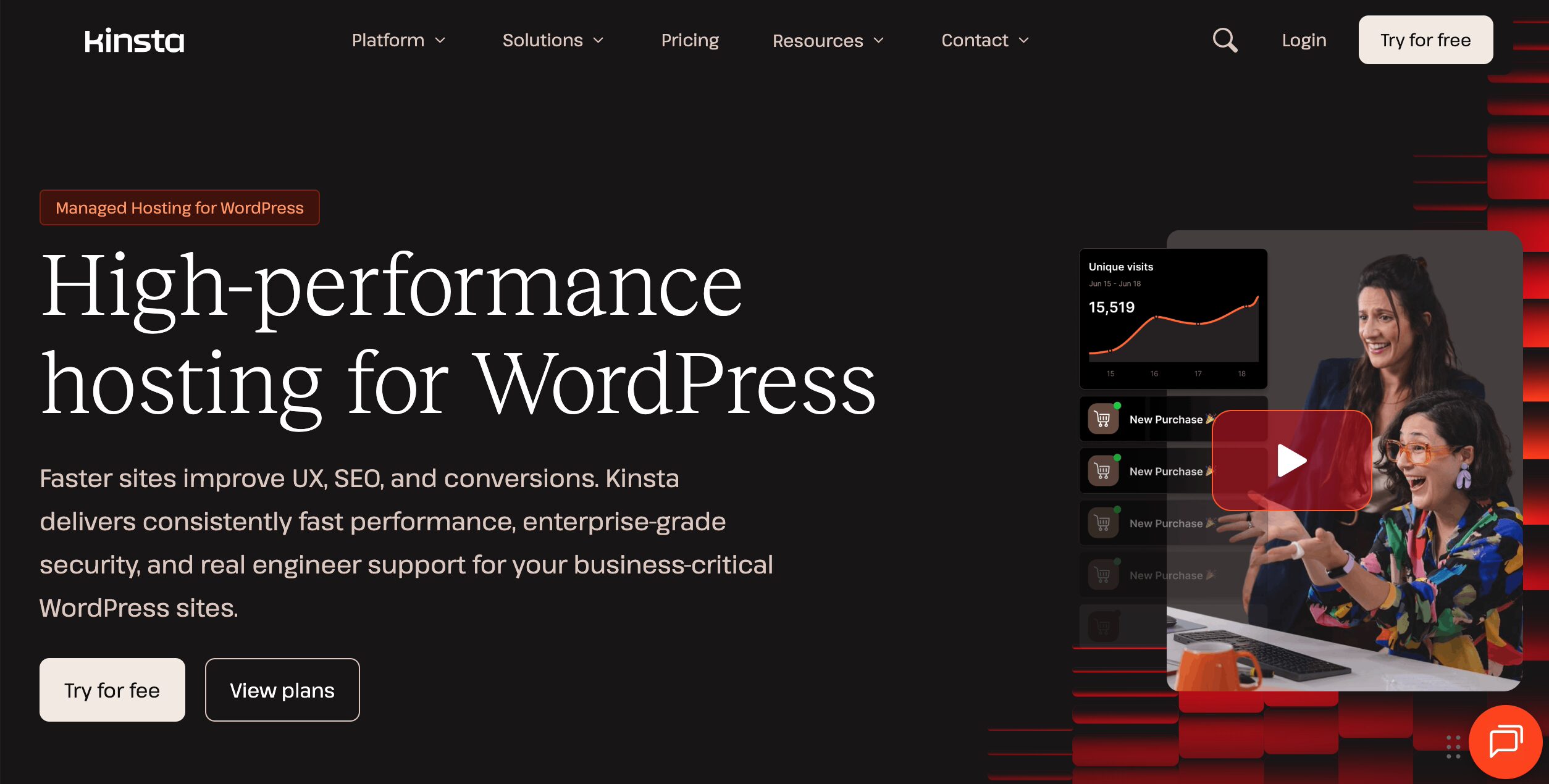 Hosting gestito Kinsta per WordPress.